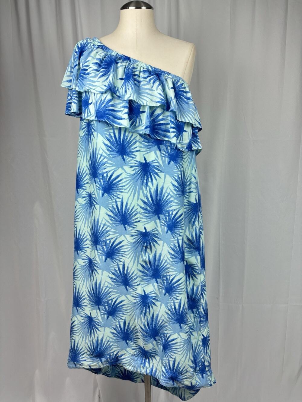 Vineyard Vines Palm Leaf One Shoulder Tropical Maxi Dress Size 0 Beach Coastal
